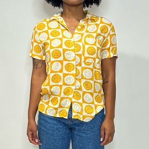 Vintage Mighty Fine Smiley Button Up